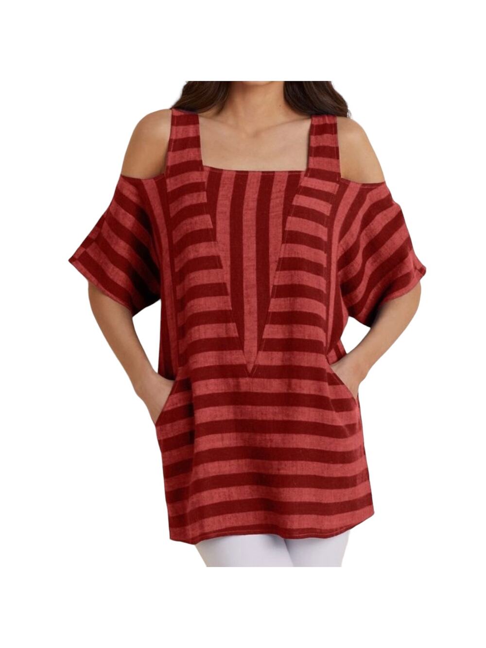 Soft Surroundings Sunset Tunic - Red/Coral - MP